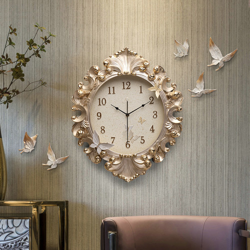 福雕家饰欧式创意风复古客厅钟表