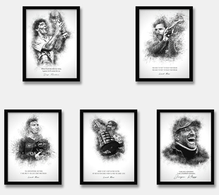 马拉多纳梅西海报足球明星装饰画尤尔根·克洛普挂画现代简约挂画