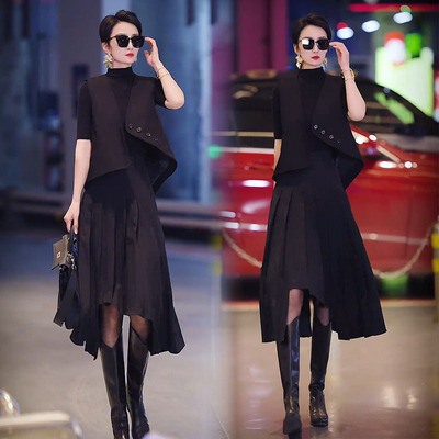 2025春夏不规则马夹半裙时尚套装