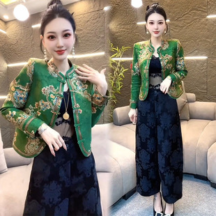 新中式时尚套装女2026春季新款国风盘扣外套阔腿裤显瘦高档两件套