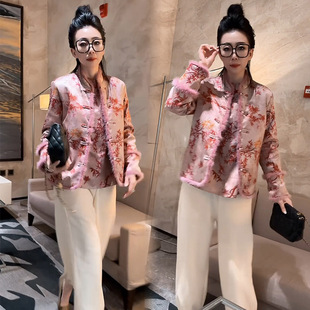 国风棉服女2024冬季新款气质减龄中式盘扣花色今年流行的棉衣外套