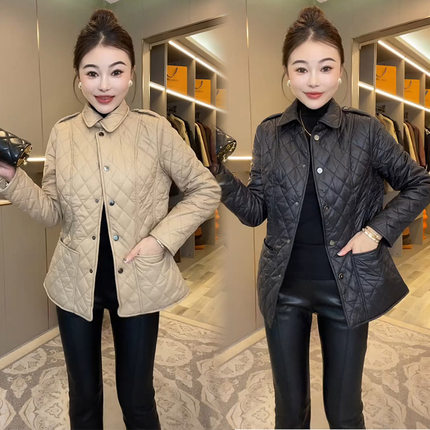 棉服女2024冬新款气质修身减龄肩章薄棉显瘦有型高档中长棉衣外套