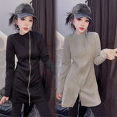 欧货连衣裙女2026春新款 设计感气质减龄显瘦拉链中长款 休闲卫衣裙