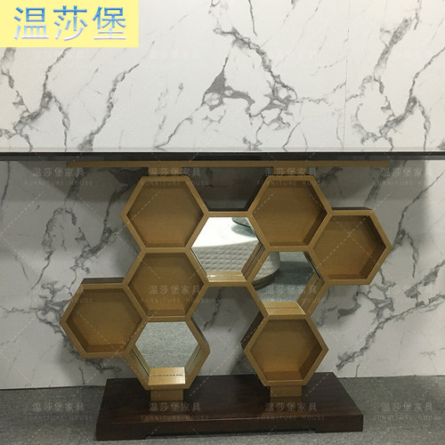 拉卡萨lacasa家具安德轻奢风格玄关柜玄关桌马丁玄关台案黑胡桃皮