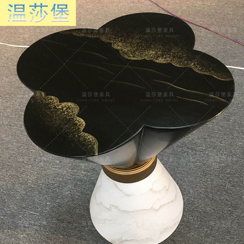 拉卡萨lacasa家具轻奢风格彩绘角几沙发边几黄金海岸造型咖啡桌