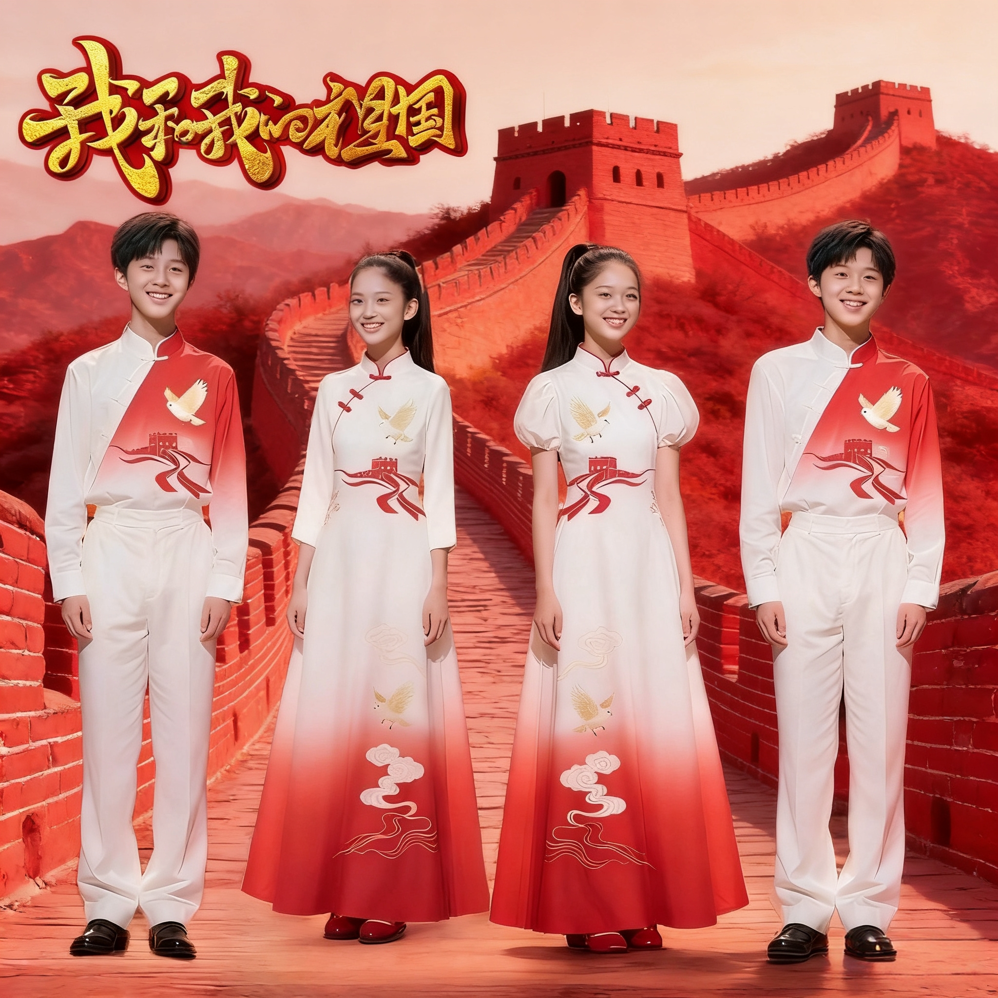 中小学生合唱红歌朗诵爱国演出服