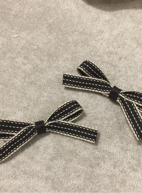 韩式少女甜美可爱迷你学生儿童黑色条纹蝴蝶结小发夹边夹对夹头饰