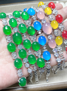 冰玉髓手链子翡翠色百搭玛瑙手串