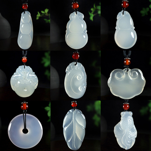 天然冰种玉髓吊坠男女款 玉佩翡翠色招财玉石挂坠子玛瑙项链子挂件
