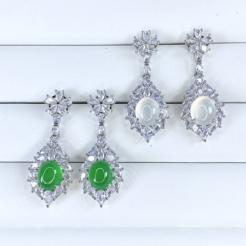 冰种玉耳钉髓玛瑙耳环耳钉耳饰