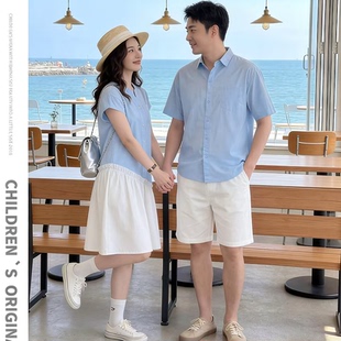 qlz情侣装2026蜜月度假旅游拍照超仙连衣裙一衣一裙男衬衫闺蜜装