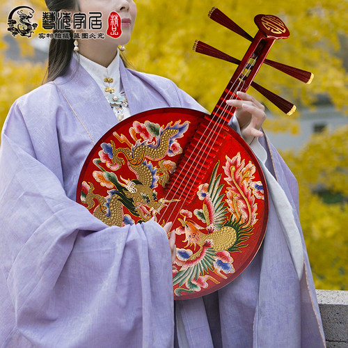 家居玄关背景墙挂件中式弹奏月琴
