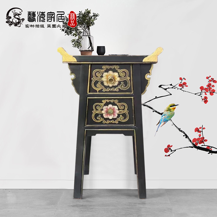 彩绘藏式沙发边柜货郎箱小茶几卧室电话桌边几仿古中式实木家具