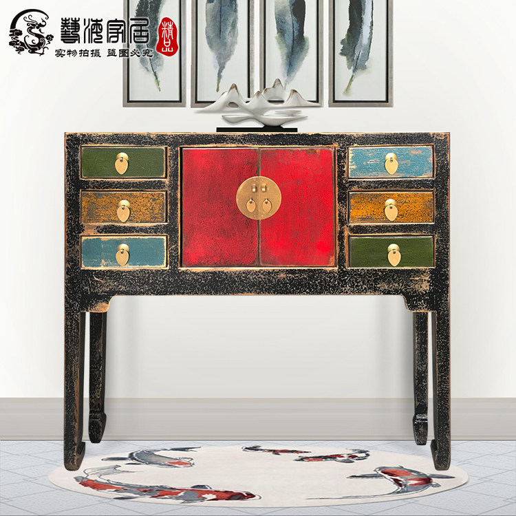 艺海实木家具新中式玄关桌隔断柜门厅柜现代简约客厅玄关台贝格