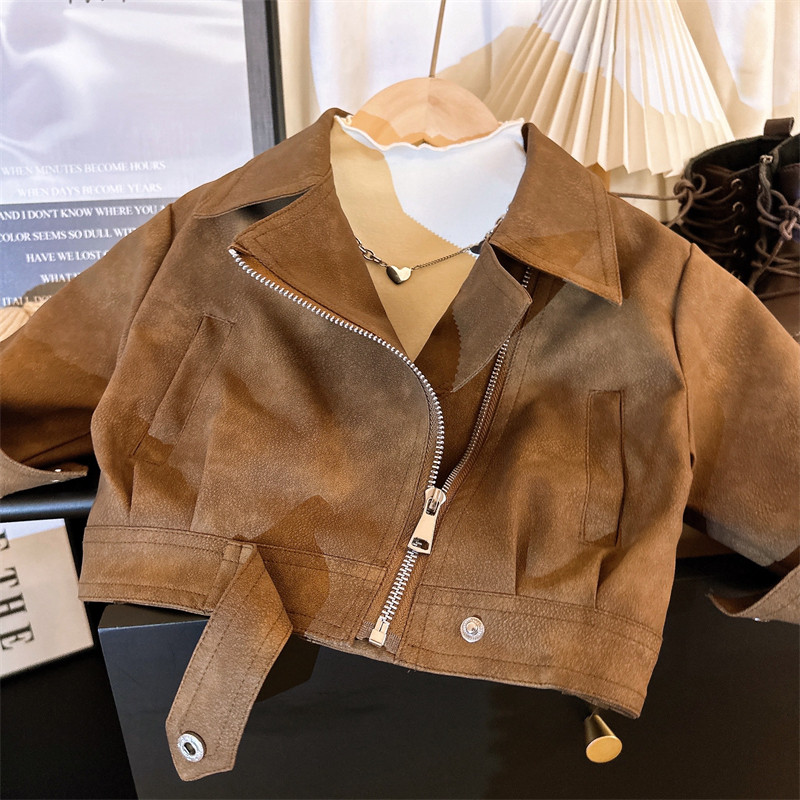 儿童皮衣外套2026春秋新款韩版潮酷休闲夹克男女童洋气pu机车上衣