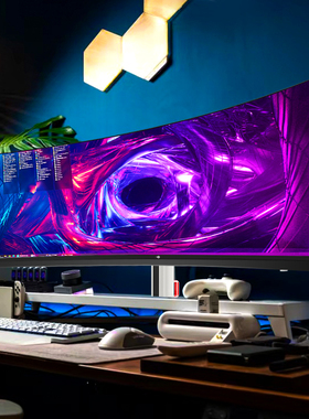 泰坦军团MiniLED带鱼屏34英寸4K显示器180Hz曲面M34E7R-N白色屏幕