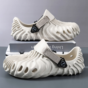 洞洞鞋 运动包头拖鞋 防滑外穿2024新款 网红透气开车凉鞋 男 夏季 男士