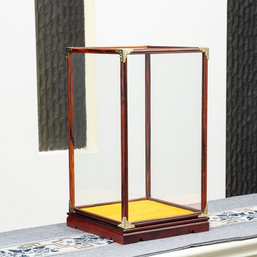 红木玻璃罩古董佛像观音工艺品摆件木雕防尘罩展示盒透明供佛定制