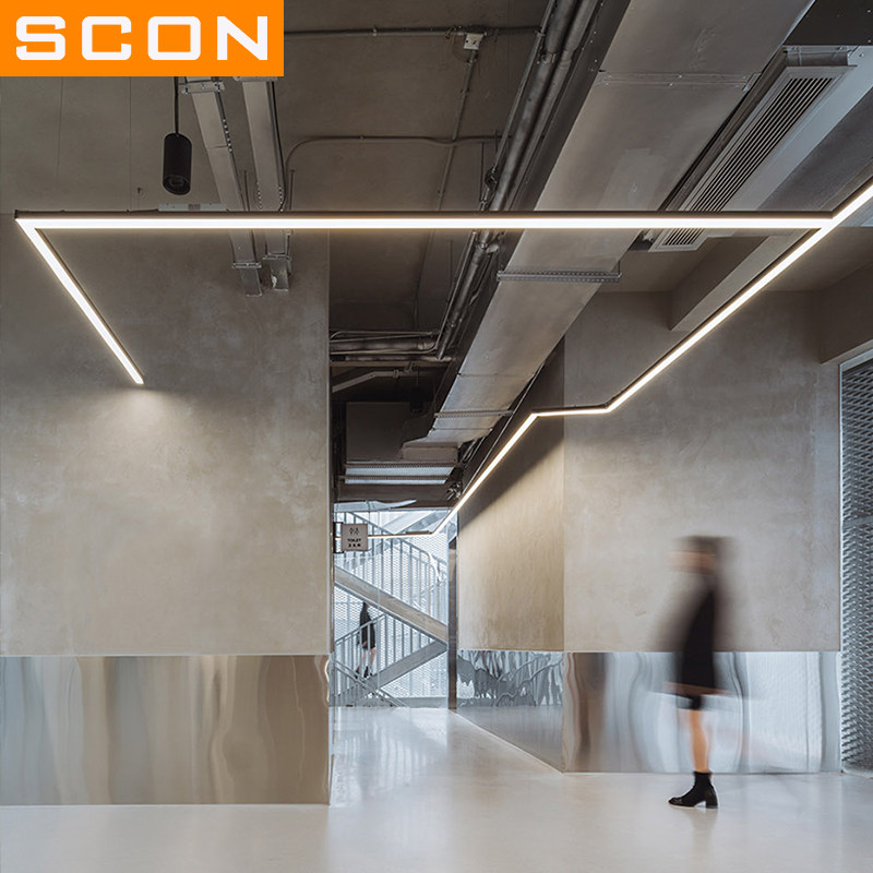 SCON办公室吊灯led视网膜护眼深防眩条形灯会议室无缝拼接长条灯