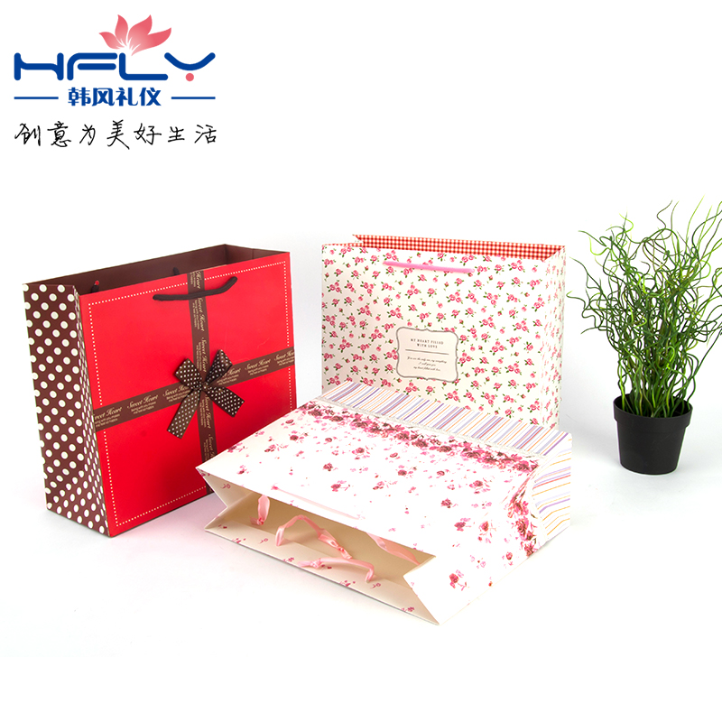 时尚礼品袋大号可爱包装袋 宝宝满月回礼袋 卡通花朵生日纸袋子