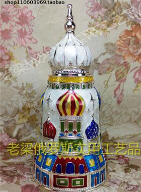 Z1俄罗斯银锡合金属属牙签筒罐盒开瓶器小尖顶城堡形银边白色厚重