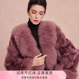 斯尔丽2025冬季新款进口狐狸毛贵妇皮草高级复古奢华皮草长外套