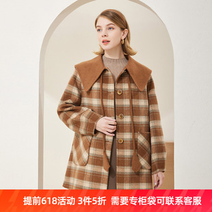2022年冬上新減齡撞色大娃娃領(lǐng)寬松長款 斯?fàn)桘惿獌虉鐾?大衣