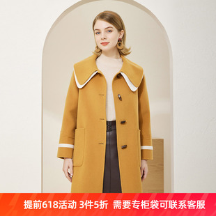 減齡雙層大娃娃領(lǐng)寬松袖 斯?fàn)桘惿獌?022年冬上新商場同款 口大衣