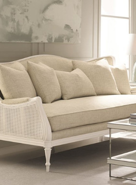 法式复古白色做旧全实木影楼雕花样板间家具定制摄影休闲三人沙发