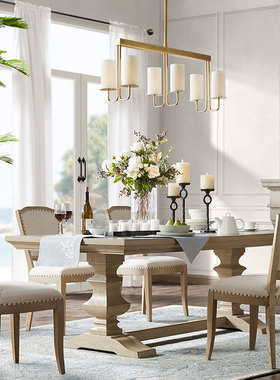 美式乡村实木餐桌家用小户型北欧简约长方形餐厅饭桌家具私人定制