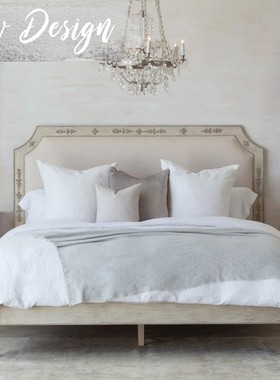 法式轻奢美式乡村实木双人床1.5米欧式白色做旧卧室雕花床1.8米床