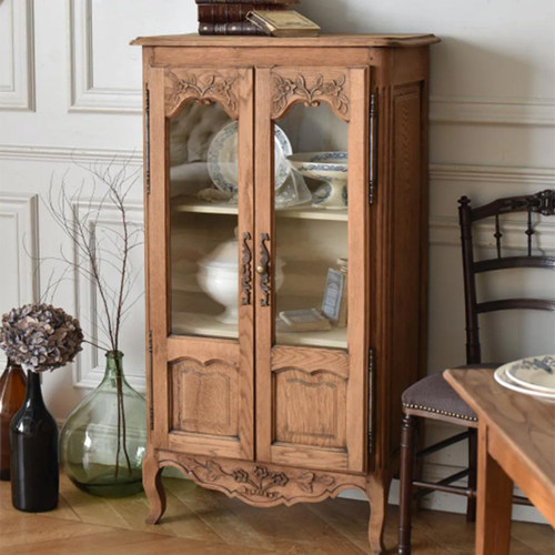 美式复古实木靠墙玻璃门餐边柜