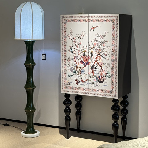 法式复古实木中国风花鸟斗柜