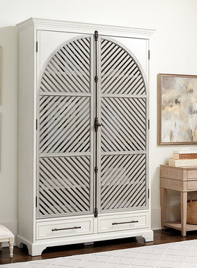 新品美式乡村简约实木柜双门储物柜法式复古白色小户型橡木收纳柜