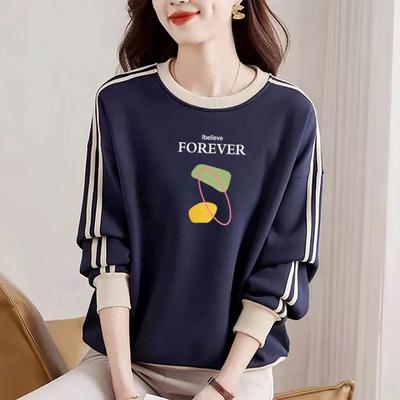 纯棉印花卫衣女秋季长袖T恤上衣