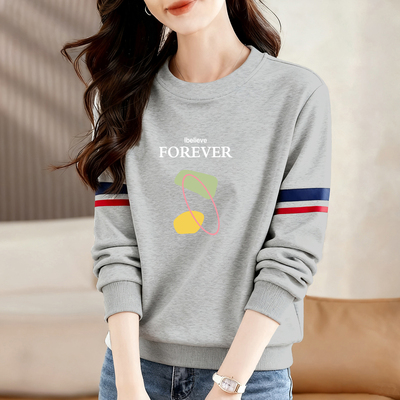 纯棉卫衣女秋长袖打底衫圆领上衣