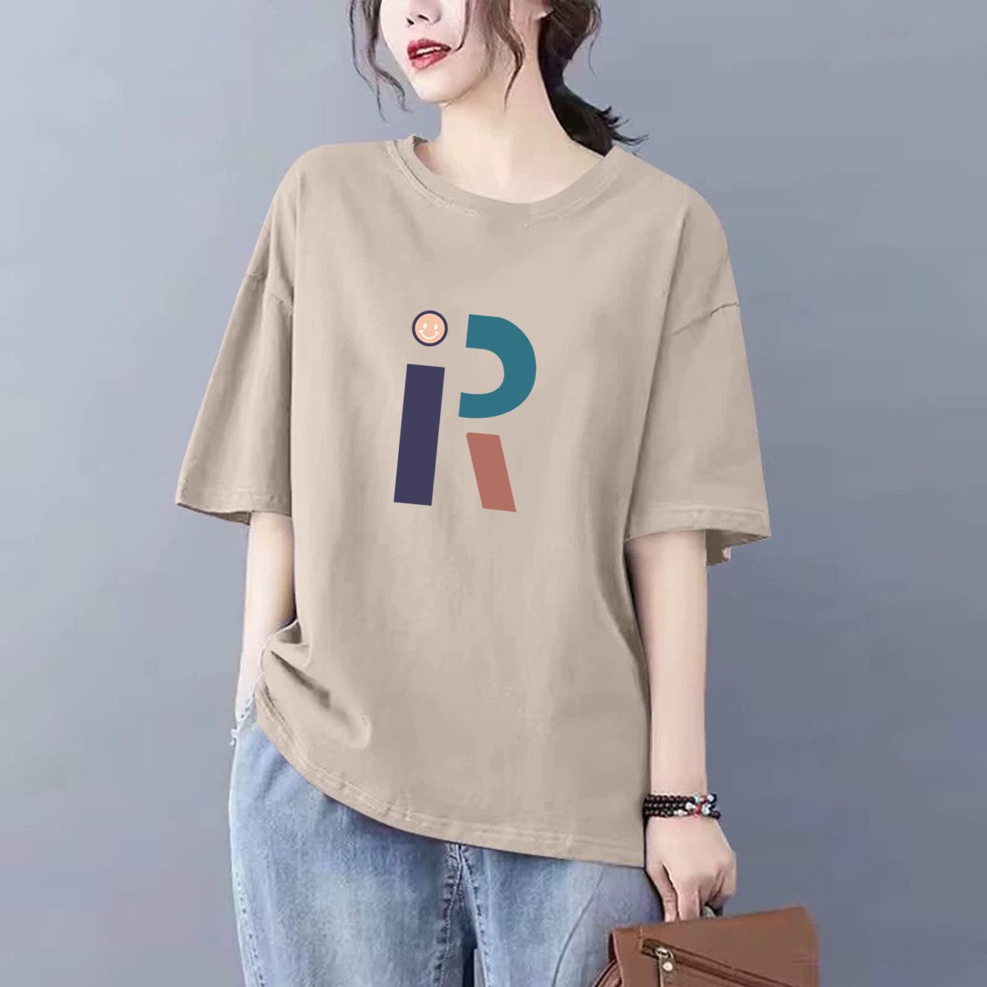 外贸原单清仓纯棉大码短袖T恤女