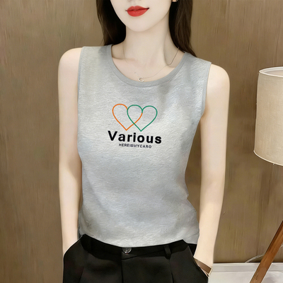 时尚字母印花纯棉无袖吊带背心女