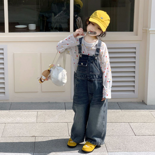 女童牛仔背带裤套装2026新款春秋款儿童韩范潮裤女孩春天裤子洋气