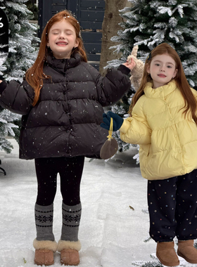 法式女童短款90白鸭绒加厚保暖羽绒服儿童黄色安心荣气质冬季外套