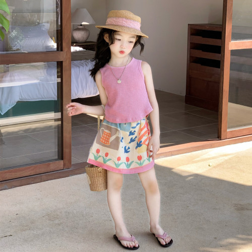 女童夏季韩系背心半裙两件套