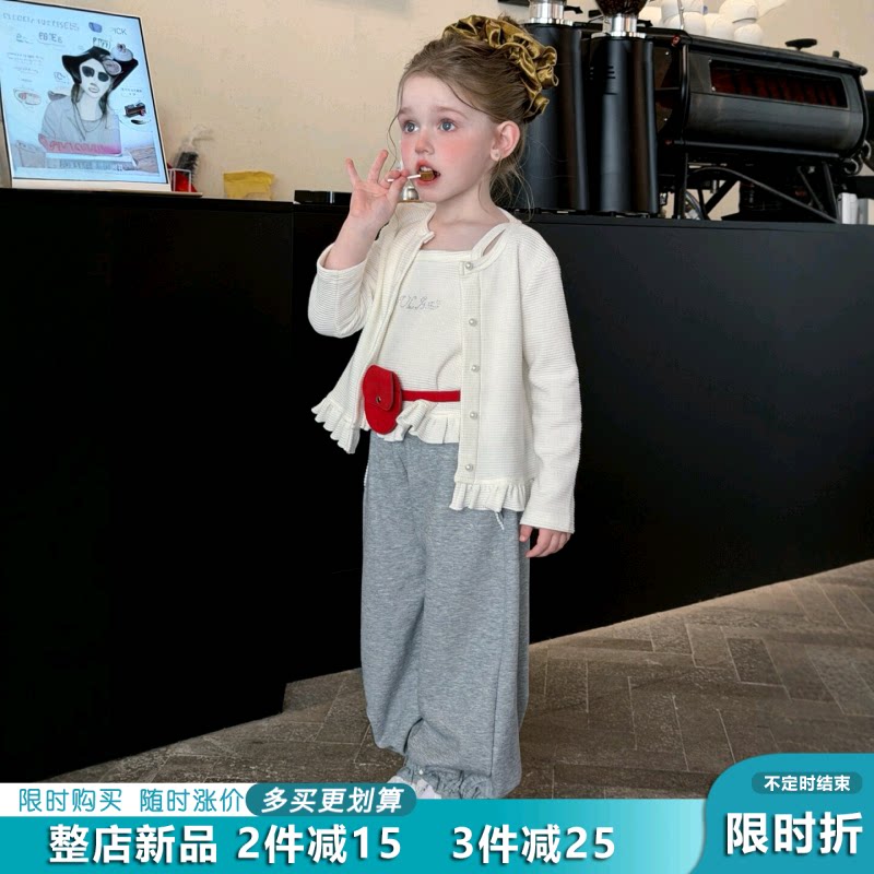 专柜女童春秋小香风吊带针织开衫图片