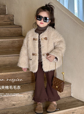 女童小香风夹棉毛毛外套