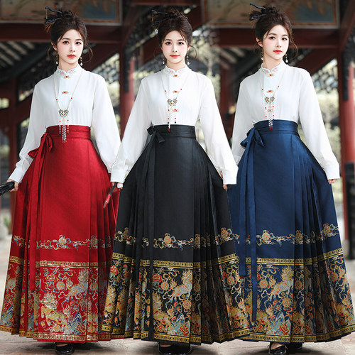 舞贝佳新中式汉服麒麟织金马面裙