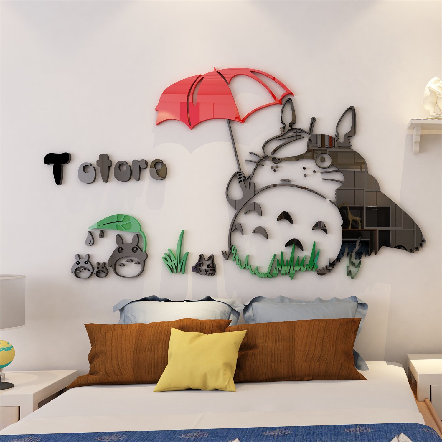 龙猫亚克力3d立体墙贴自粘儿童房客厅卧室沙发电视背景墙面装饰画