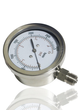 全钢膜盒压力表全不锈钢微压表低压燃气表YEB-75 4.5PSI 3000mmAq