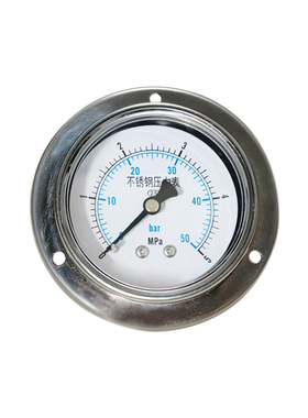 高仿德国不锈钢压力表轴向带前边耐震充油全钢YNBF60ZT 5MPA G1/2