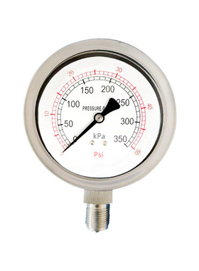 不锈钢水压表全钢304径向立装沙缸砂缸压力表YBF100 350kPa 50psi