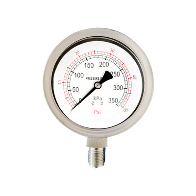 不锈钢水压表全钢304径向立装沙缸砂缸压力表YBF100 350kPa 50psi