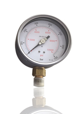 供不锈钢超高压力表耐震型YB100 10000PSI 700BAR 径向G3/8厂直销